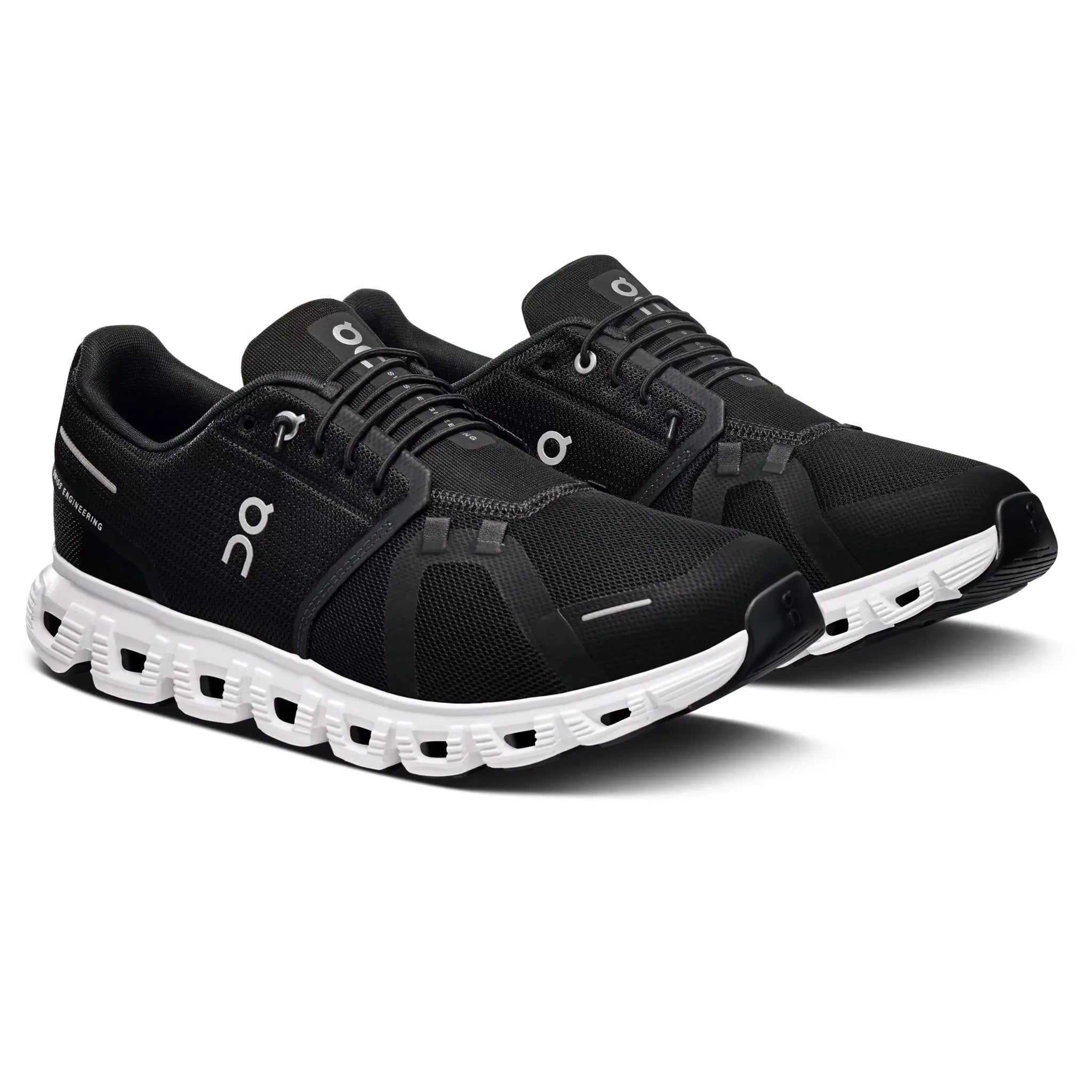 Front Side View of On Running Cloud 6 Black White Shoes 3MF10070299